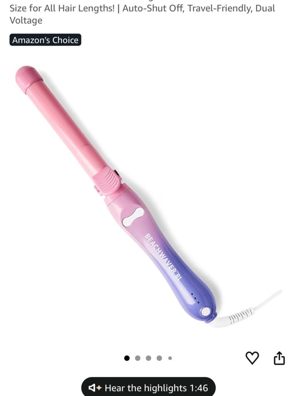 The Beachwaver Co. Pink to Purple Ombre Curling Wand